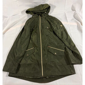 Michael Kors Olive Green Hooded Anorak Jacket Gold Hardware Women’s L